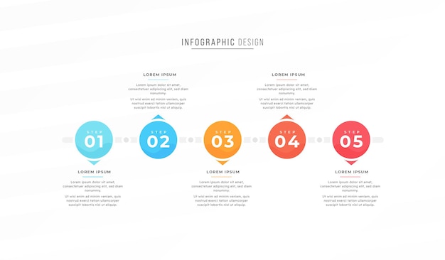 Conception Infographique De Couleur Plate Avec Cinq étapes