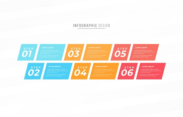 Conception Infographique De Couleur Plate Avec Six étapes