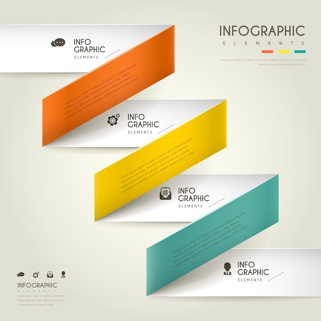 Conception infographique élégante avec des éléments en papier pliants
