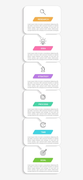 Conception Infographique D'entreprise Verticale Avec Icônes Et 6 Options Ou étapes