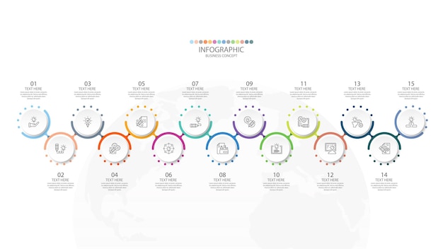 Conception Infographique Avec Icônes Et 15 Options Ou étapes.