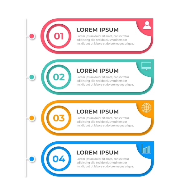 Conception Infographique Avec Des Icônes Et 4 Options Ou étapes Vecteur De Ligne Mince Infographie De Concept D'entreprise Peut être Utilisé Pour Des Présentations D'organigrammes Infographiques Des Sites Web Des Bannières Des Documents Imprimés