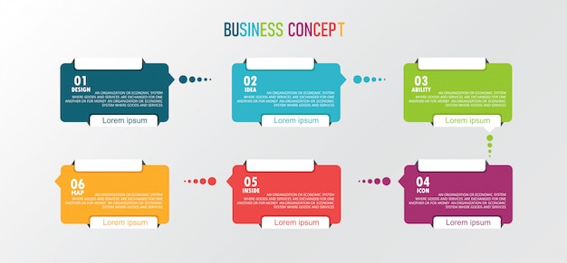 Conception infographique Illustration de processus modernes sous forme de présentations, bannières, graphiques, applications commerciales et éducatives