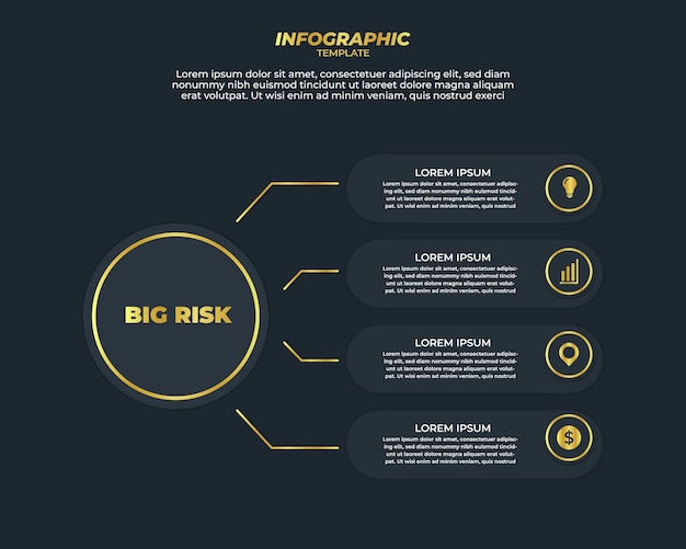 Conception Infographique Or Avec 4 étapes Pour La Visualisation Des Données, Diagramme, Rapport Annuel, Conception Web, Pré