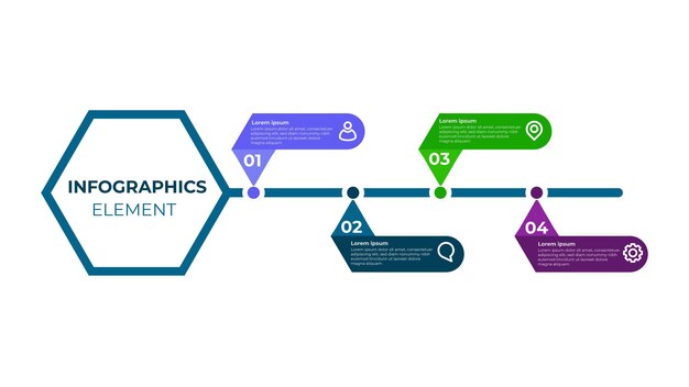 Conception Infographique Plat Moderne. Modèle De Conception Infographique En Quatre étapes.