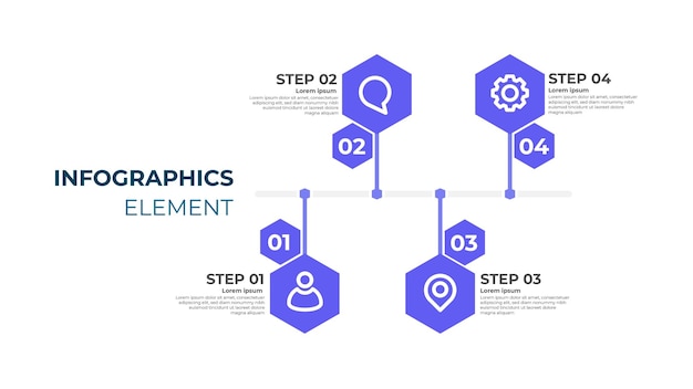 Conception Infographique Plat Moderne. Modèle De Conception Infographique En Quatre étapes.