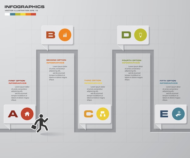 Conception Infographique Avec Présentation En Cinq étapes De La Chronologie.