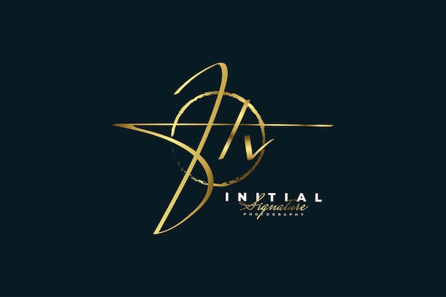 Conception Initiale Du Logo H Et V Dans Le Style D'écriture Manuscrite En Or De Luxe Logo Ou Symbole De Signature Hv Pour La Boutique De Bijoux De Mode De Mariage Et L'identité De La Marque D'entreprise