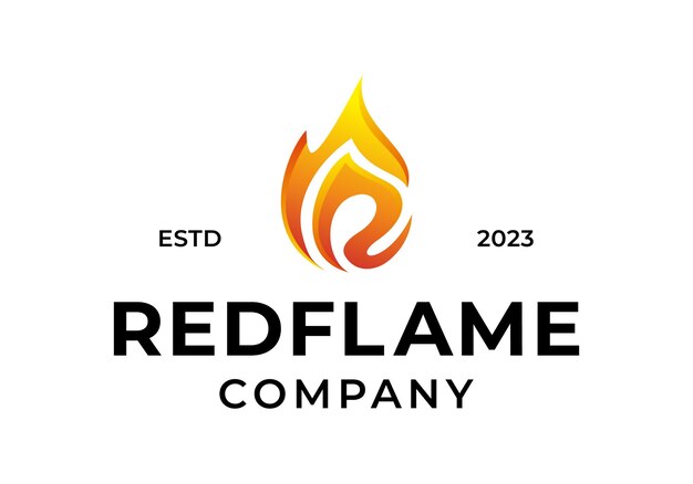 Vecteur conception initiale du logo r de brûlure de flamme de feu