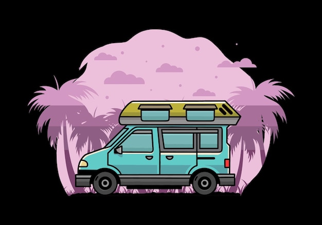 Conception d'insigne d'illustration de camping-car