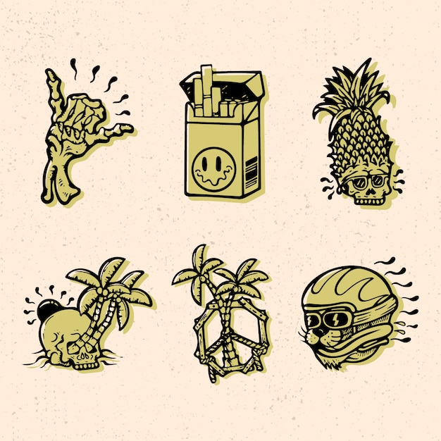 Conception D'insigne Avec Style D'illustration D'été Tropical Pour Les Marchandises