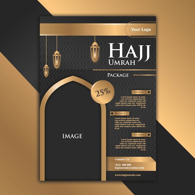 La Conception Inspirée Du Design Luxueux Et élégant Du Dépliant Black Gold Sur Le Thème Du Hajj Aide La Publicité à Devenir Plus Attrayante.