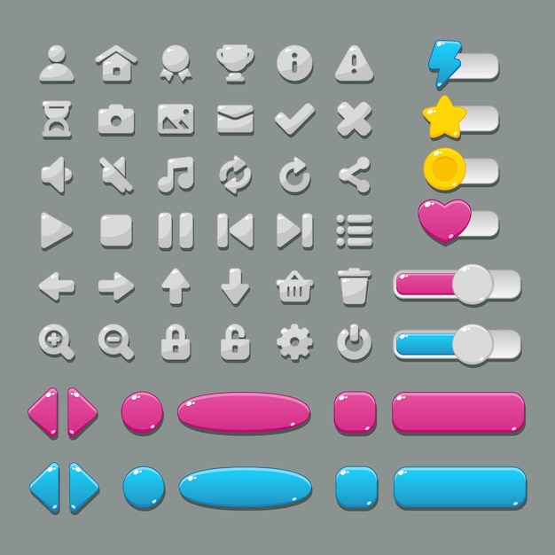 Vecteur conception d'interface utilisateur pour les jeux et les applications différents éléments d'interface