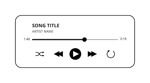 Conception D'interface Utilisateur Vectorielle De Lecteur De Musique Avec Illustration De Vecteur De Titre Et De Piste De Boutons Lecteur Audio Isolé
