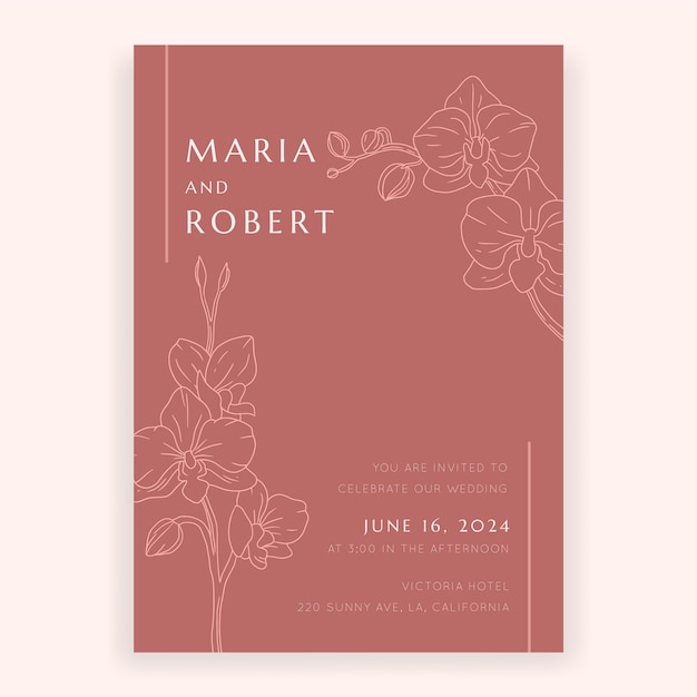 Vecteur conception d'invitation de mariage design plat