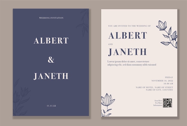 Conception d'invitation de mariage minimaliste