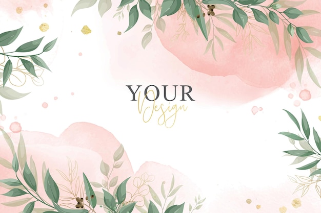 Conception d'invitation de mariage de verdure avec floral élégant et aquarelle