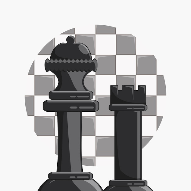 conception de jeu d'échecs avec des pièces de reine et de tour