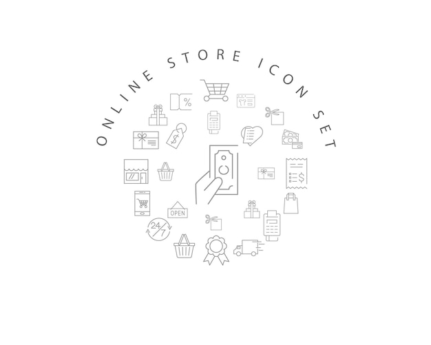 Conception De Jeu D'icônes De Boutique En Ligne