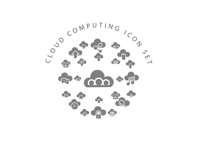 Conception de jeu d'icônes de cloud computing