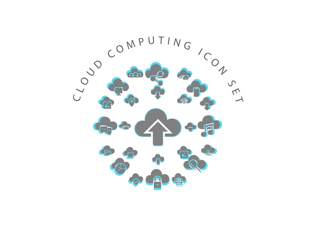 Conception de jeu d'icônes de cloud computing