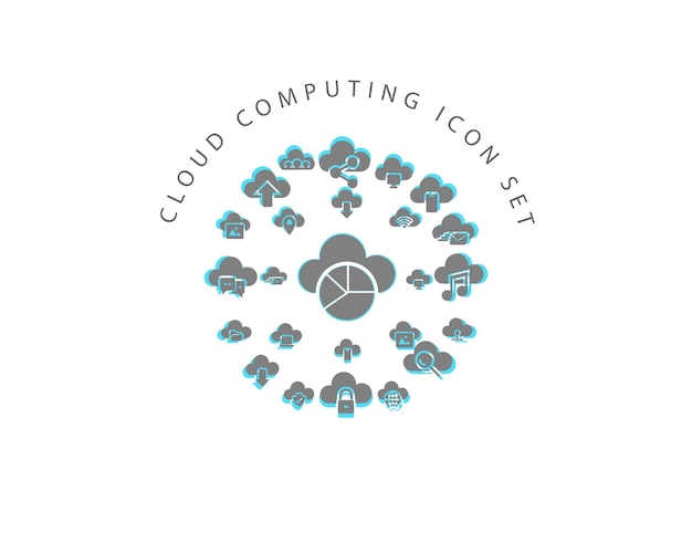 Conception de jeu d'icônes de cloud computing