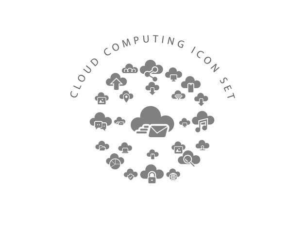 Conception de jeu d'icônes de cloud computing