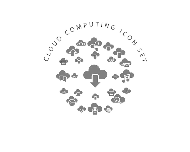 Conception de jeu d'icônes de cloud computing