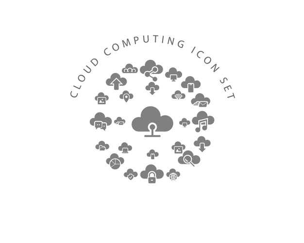 Conception de jeu d'icônes de cloud computing