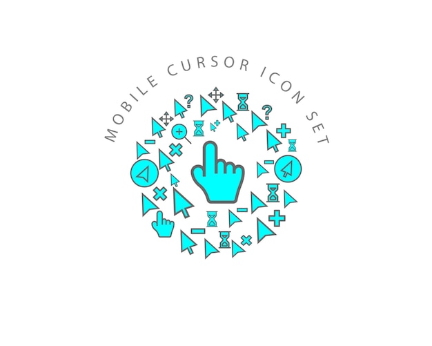 Conception de jeu d'icônes de curseur mobile