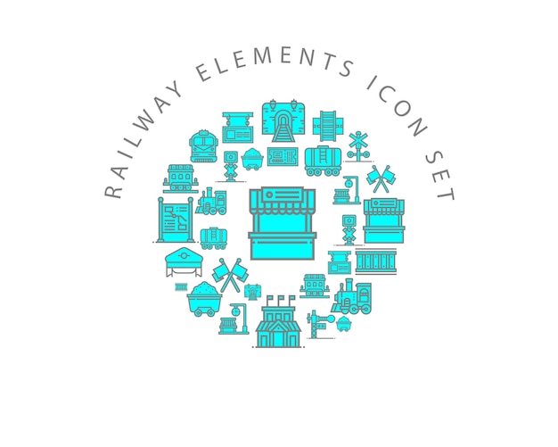 Conception De Jeu D'icônes Ferroviaires