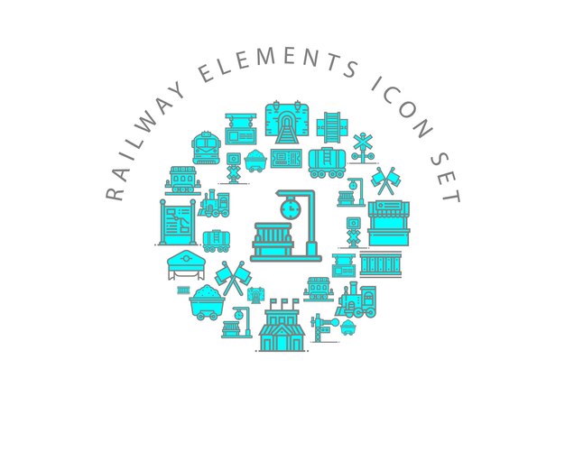 Conception De Jeu D'icônes Ferroviaires
