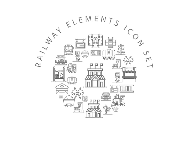 Conception De Jeu D'icônes Ferroviaires