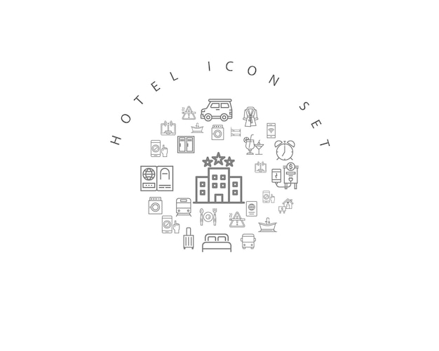 Conception de jeu d'icônes d'hôtel