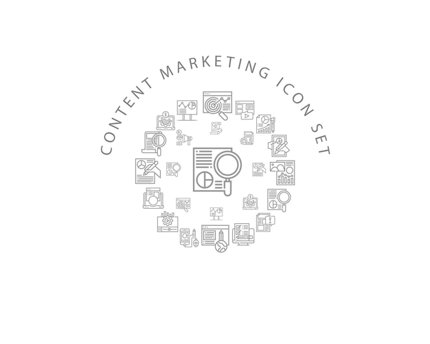 Conception De Jeu D'icônes De Marketing De Contenu