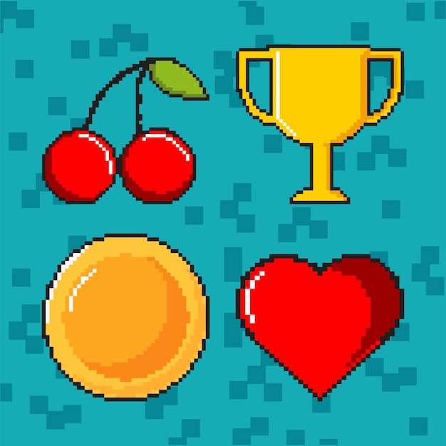 conception de jeu d'icônes pixel art