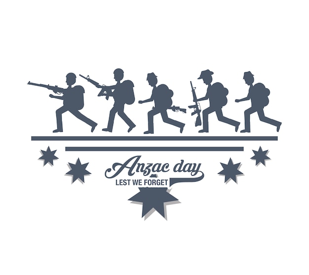 Conception De Jour Anzac Avec La Silhouette Des Soldats