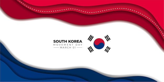 Conception De La Journée Du Mouvement De L'indépendance De La Corée Du Sud En Conception De Fond Découpé En Papier Rouge Et Bleu