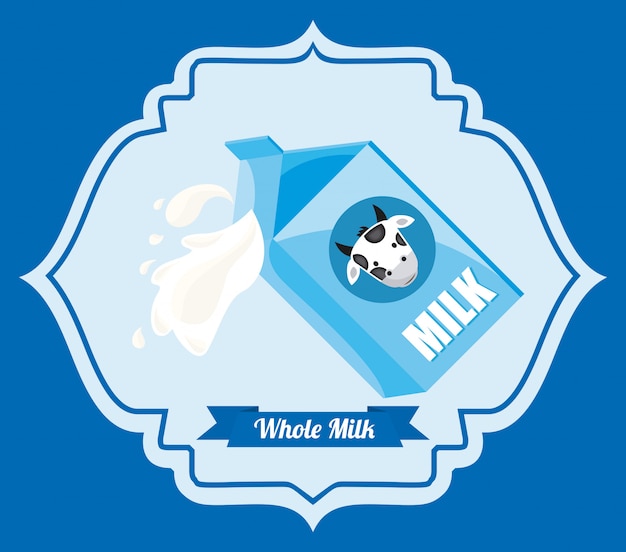 Vecteur conception de lait sur fond bleu