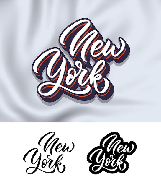 Conception De Lettrage à La Main De New York Calligraphie Moderne Illustration Vectorielle Vecteur De Texte De New York Conception De Typographie Tendance