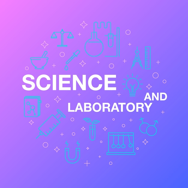 Conception De Ligne Plate Des Icônes De Science Et De Laboratoire.