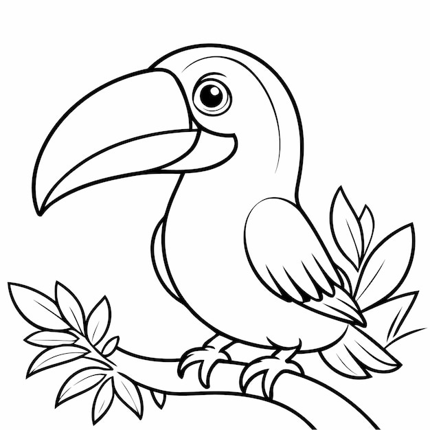 Vecteur conception d'un livre de coloriage de caricature du toucan