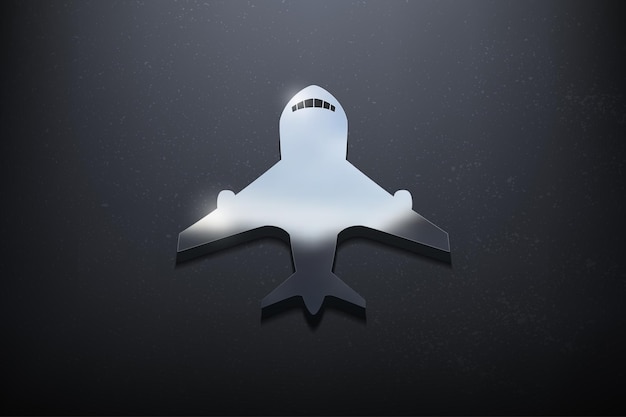 Conception De Logo 3d D'avion, Logo De Maquette Brillant Avec Mur Texturé. Vecteur Réaliste