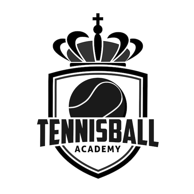 Conception de logo d'académie de sport de balle de tennis, modèle d'insigne de sport. Illustration vectorielle