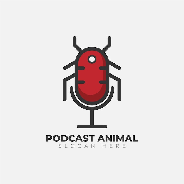 Vecteur conception de logo d'animal de micro de haut-parleur de podcast