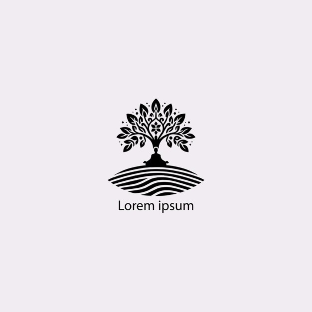 Vecteur une conception de logo d'arbre de yoga