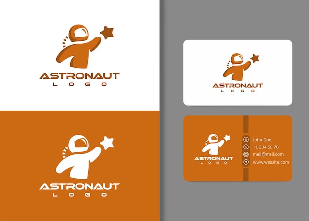 Conception De Logo D'astronaute Et Modèle De Carte De Visite