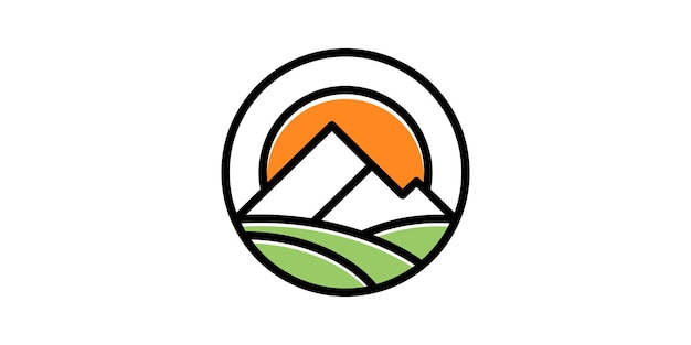 Conception De Logo Au Lever Du Soleil Et Vue Sur La Montagne Idées De Modèles De Conception De Logo