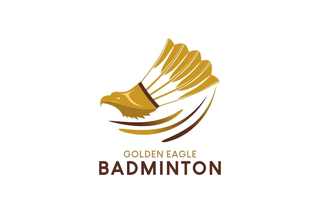 Conception De Logo De Badminton Avec Un Volant En Plumes Combiné à Une Tête D'aigle