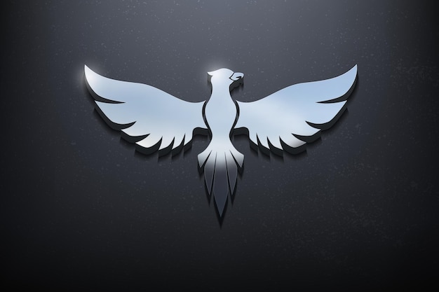 Conception De Logo Bird 3d, Logo Maquette Brillant Avec Mur Texturé. Vecteur Réaliste
